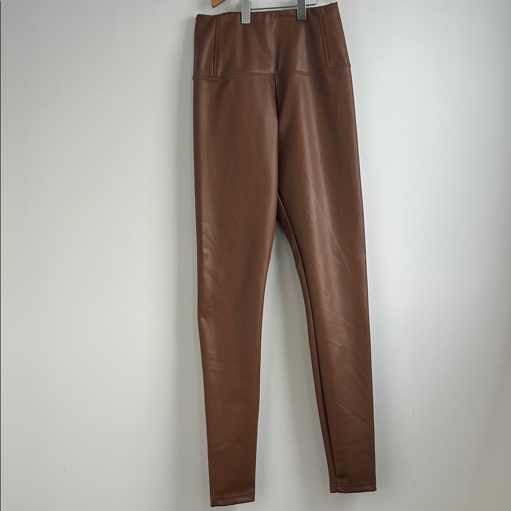 Design Lab Lord & Taylor Tan Faux Leather Leggings